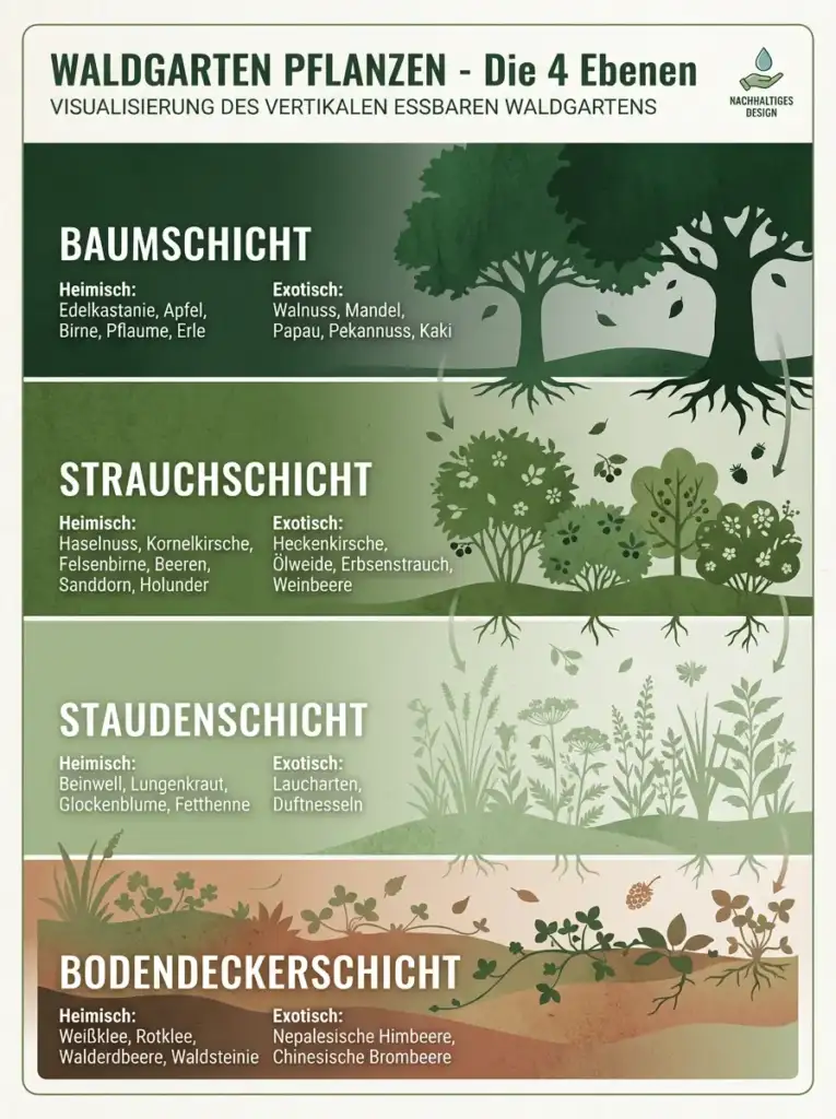Pflanzen für den Waldgarten - Tabelle