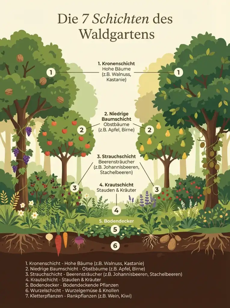 Pflanzen für den Waldgarten Schichten des Waldgartens