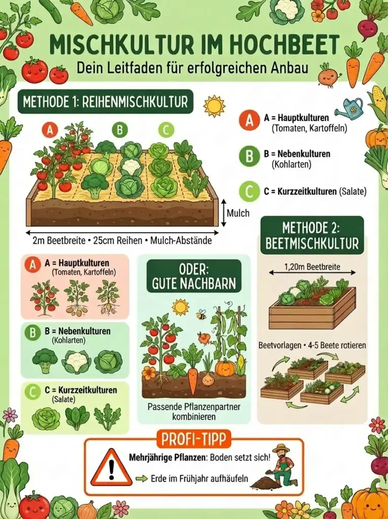 Mischkultur im Hochbeet Infografik
