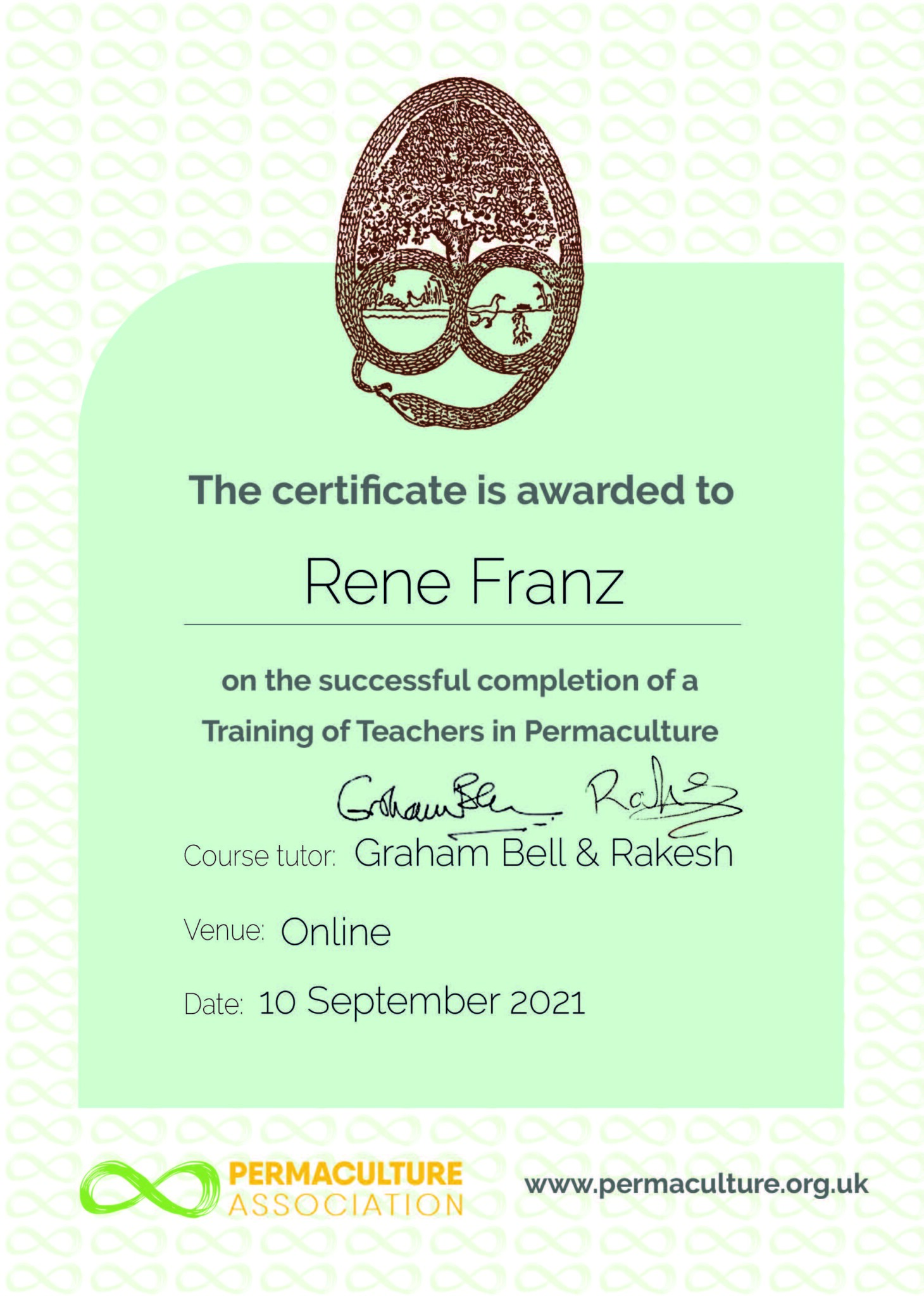 Training of Teachers Zertifikat