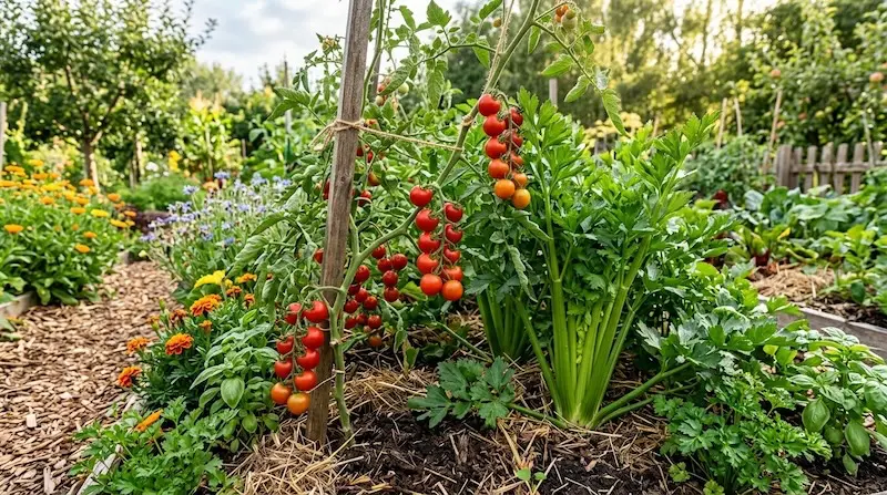 Gemüse Mischkultur mit Tomate und Sellerie