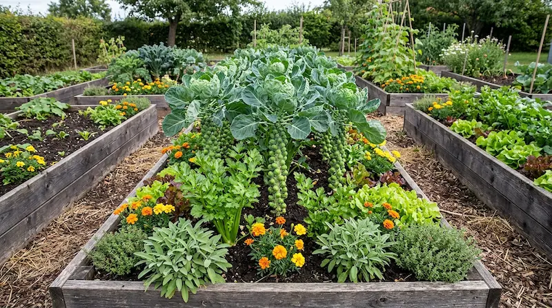 Mischkultur mit Rosenkohl in Beeten